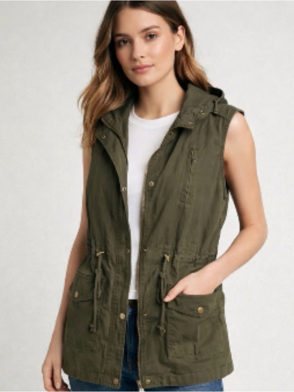 Zenana Outfitters Women's Vest Army Olive Green Size Medium Pockets